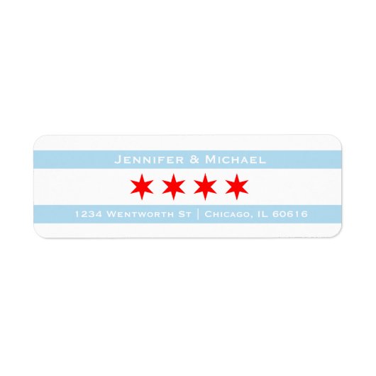 Chicago Flag Sjabloon | Rode sterren | Blauwe stre Etiket (Voorkant)