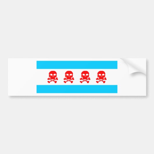 Chicago Flag Skulls Stuff Bumpersticker (Voorkant)