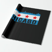 Chicago Flag Skyline Cadeaupapier (Uitgerold)