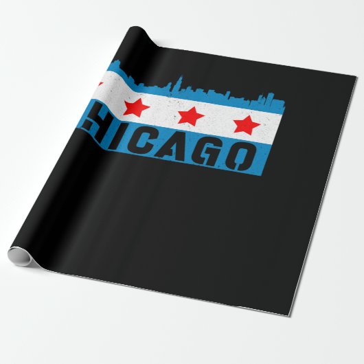  Chicago Flag Skyline Cadeaupapier (Uitgerold)