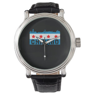  Chicago Flag Skyline Horloge