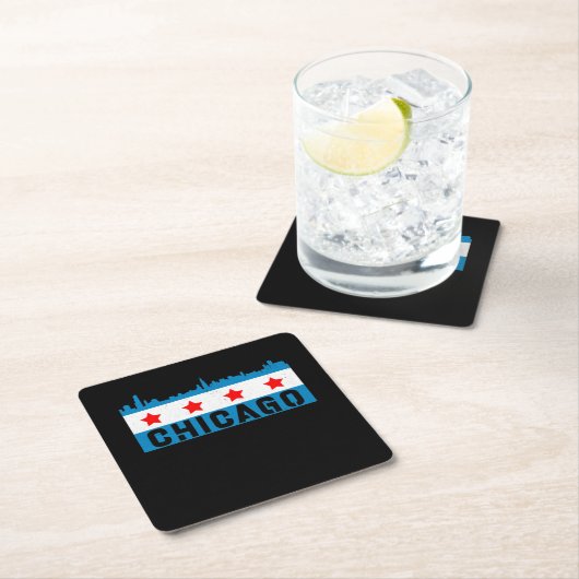 Chicago Flag Skyline Kartonnen Onderzetters (Insitu)
