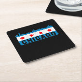  Chicago Flag Skyline Kartonnen Onderzetters (Schuin)