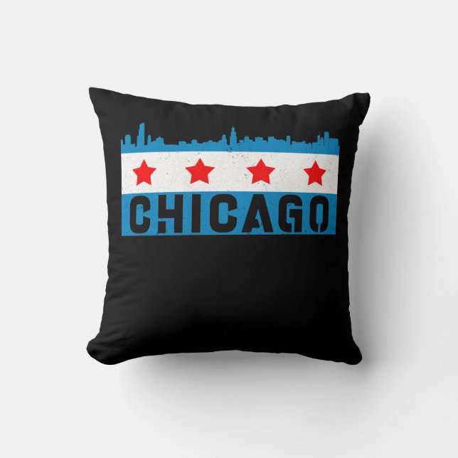  Chicago Flag Skyline Kussen (Voorkant)