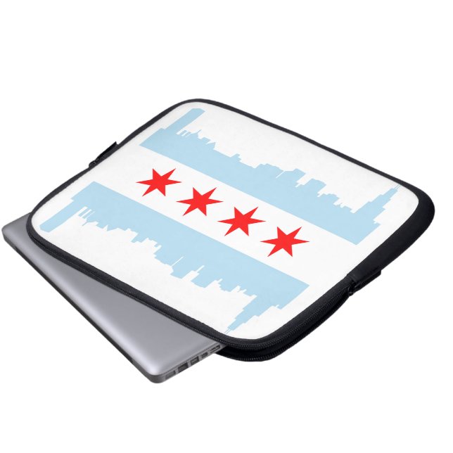 Chicago Flag Skyline-laptophoes Laptop Sleeve (Voorkant onderkant)