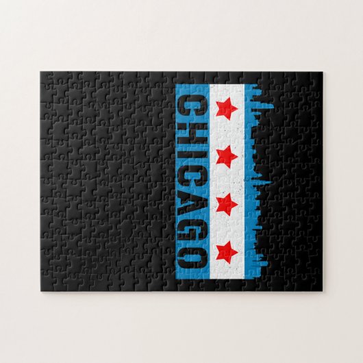  Chicago Flag Skyline Legpuzzel (Horizontaal)