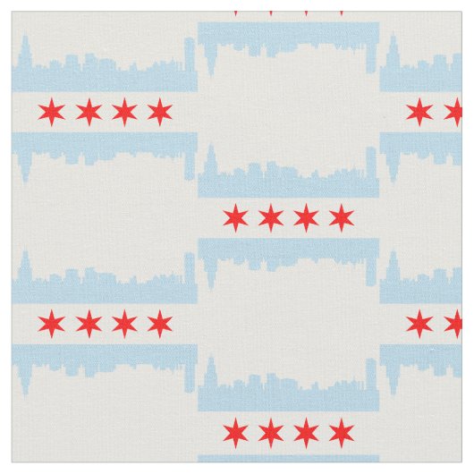 Chicago Flag Skyline Pattern Stof (Close Up)