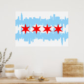 Chicago Flag Skyline Poster (Keuken)