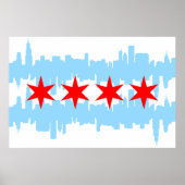 Chicago Flag Skyline Poster (Voorkant)
