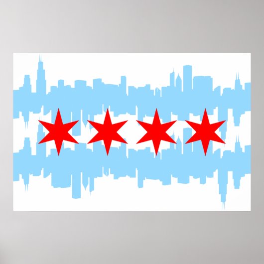 Chicago Flag Skyline Poster (Voorkant)