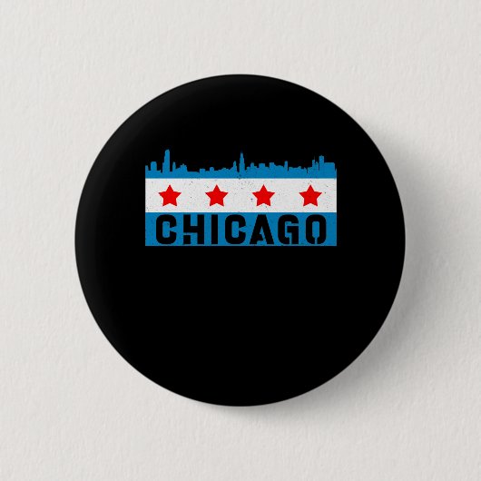 Chicago Flag Skyline Ronde Button 5,7 Cm (Voorkant)