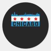  Chicago Flag Skyline Ronde Sticker (Voorkant)