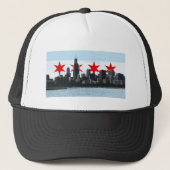Chicago Flag Skyline Trucker Hat Trucker Pet (Voorkant)