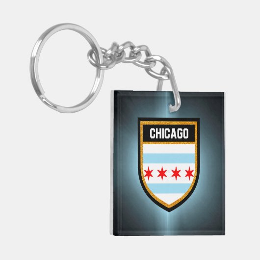 Chicago Flag Sleutelhanger (Voorkant Links)