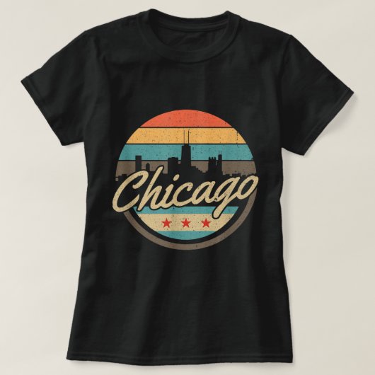 Chicago Flag Tshirt Skyline  Illinois S.V.S. (Design voorkant)