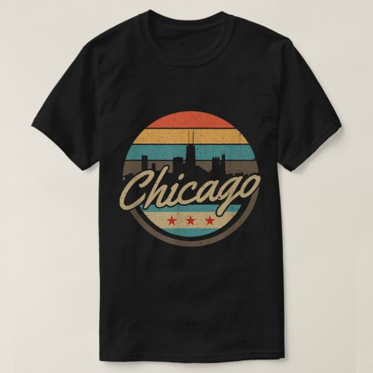 Chicago Flag Tshirt Skyline  Illinois S.V.S. (Design voorkant)
