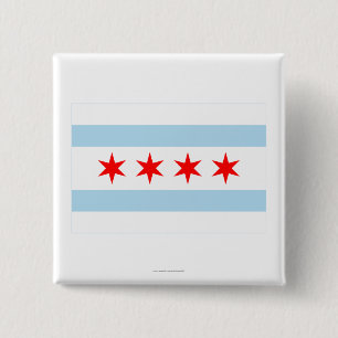 Chicago Flag Vierkante Button 5,1 Cm