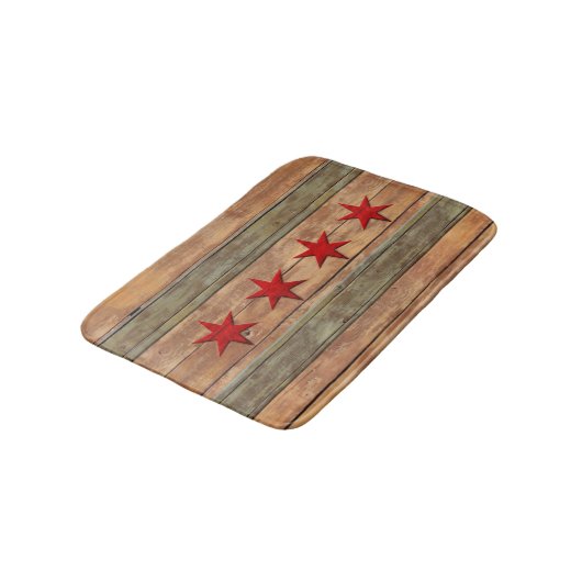 Chicago Flag Wood Carved look Badmat (Gekanteld)