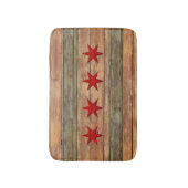 Chicago Flag Wood Carved look Badmat (Voorkant Verticaal)