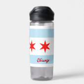 Chicago fles, patriottische Chicago vlag Waterfles (Achterkant)