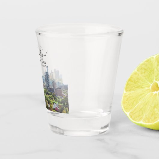 Chicago Foto Huwelijksgunst Cheers Shot Glass Shot Glas (Rechts)