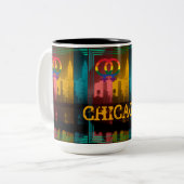 Chicago Gay Lesbian Interest Rainbow Wrigley Bldg Tweekleurige Koffiemok (Voorkant links)