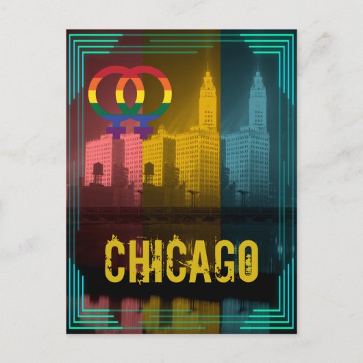 Chicago Gay Pride Lesbian 1930's Wrigley Building Briefkaart (Voorkant)