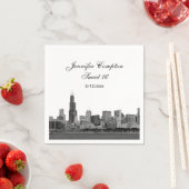 Chicago Gegraveerde Uitzicht Silhouette Sweet 16 Servetten (Insitu)