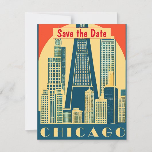 Chicago Gouden Silhouet Zon Uitnodiging (Voorkant)
