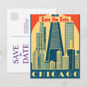 Chicago Gouden Silhouet Zon Uitnodiging (Voorkant / Achterkant)