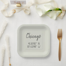 Chicago GPS-coördinaten Lengtegraad Breedtegraad   Papieren Bordje
