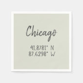 Chicago GPS Coördineert lengtegraad Latitude Servet (Voorkant)