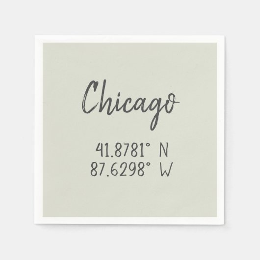 Chicago GPS Coördineert lengtegraad Latitude Servet (Voorkant)