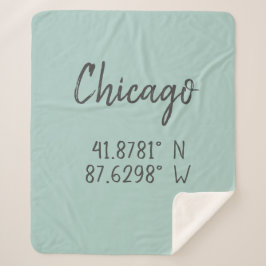 Chicago GPS Coördineert lengtegraad Latitude Sherpa Deken