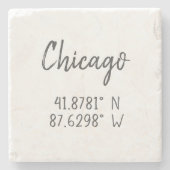 Chicago GPS Coördineert lengtegraad Latitude Stenen Onderzetter (Voorkant)