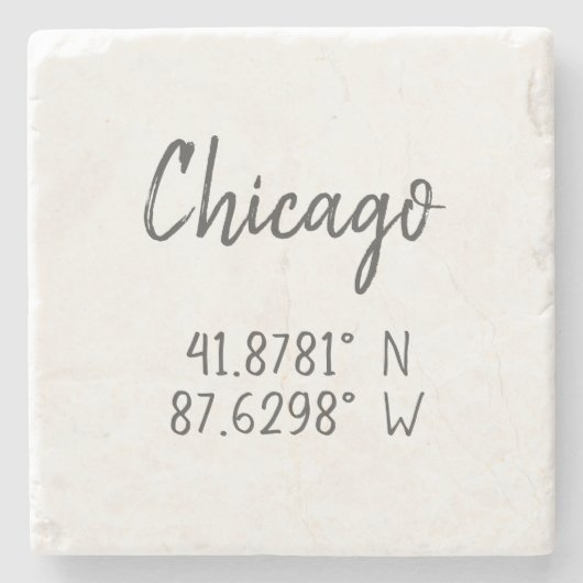 Chicago GPS Coördineert lengtegraad Latitude Stenen Onderzetter (Voorkant)