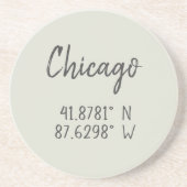 Chicago GPS Coördineert lengtegraad Latitude Zandsteen Onderzetter (Voorkant)