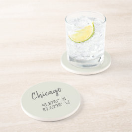 Chicago GPS Coördineert lengtegraad Latitude Zandsteen Onderzetter