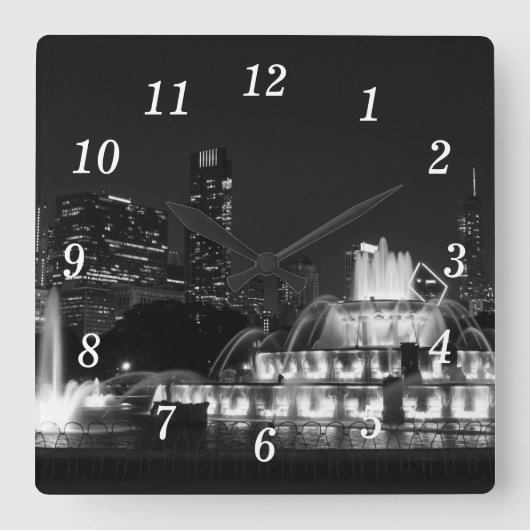 Chicago Grant Park Grayscale Wandklok (Voorkant)