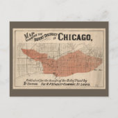 Chicago Great Fire Map, 1871 Briefkaart (Voorkant)