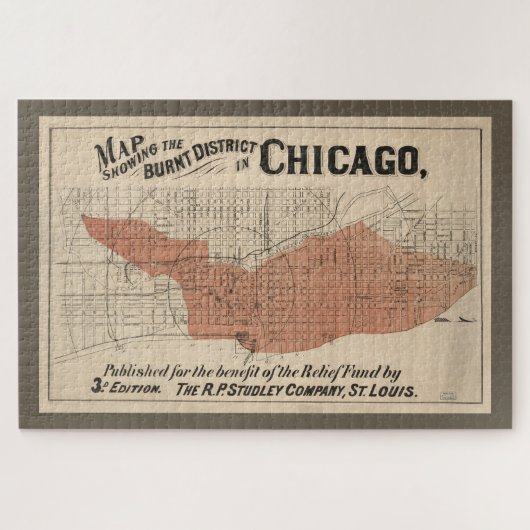  Chicago Great Fire Map, 1871 Legpuzzel (Horizontaal)