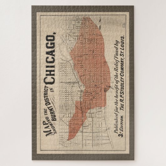  Chicago Great Fire Map, 1871 Legpuzzel (Verticaal)