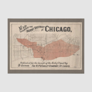  Chicago Great Fire Map, 1871-ontkoppeling Tissuepapier