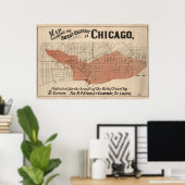  Chicago Great Fire Map, 1871 Poster (Thuiskantoor)