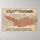  Chicago Great Fire Map, 1871 Poster (Voorkant)