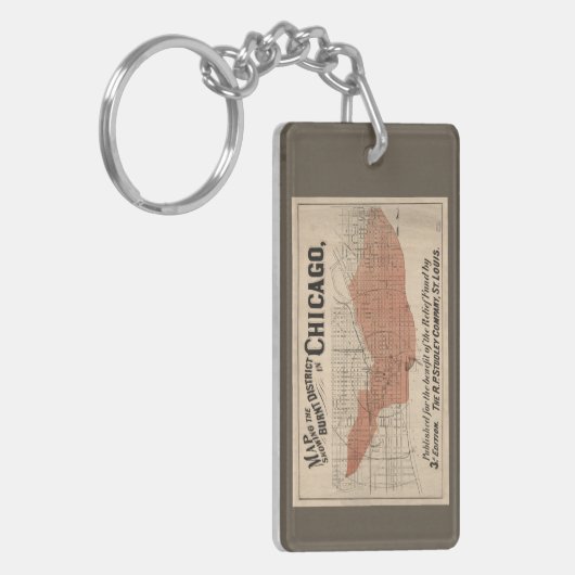Chicago Great Fire Map, 1871 Sleutelhanger (Voorkant Links)