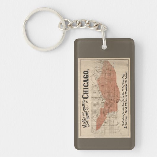  Chicago Great Fire Map, 1871 Sleutelhanger (Voorkant)