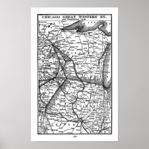  Chicago Great Western Railroad Map Poster