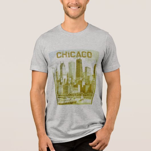 CHICAGO Green Graphic T-shirt Tri-Blend Shirt (Voorkant)