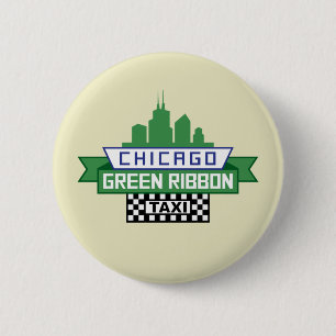 Chicago Green Ribbon Taxi Logo - Fan Art Ronde Button 5,7 Cm